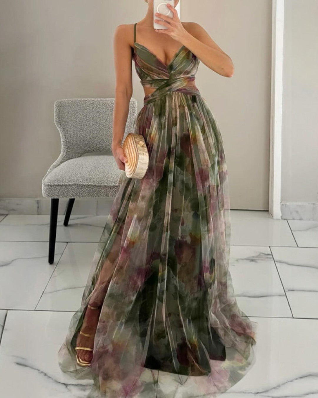 Giselle | Encantador vestido maxi con estampado floral