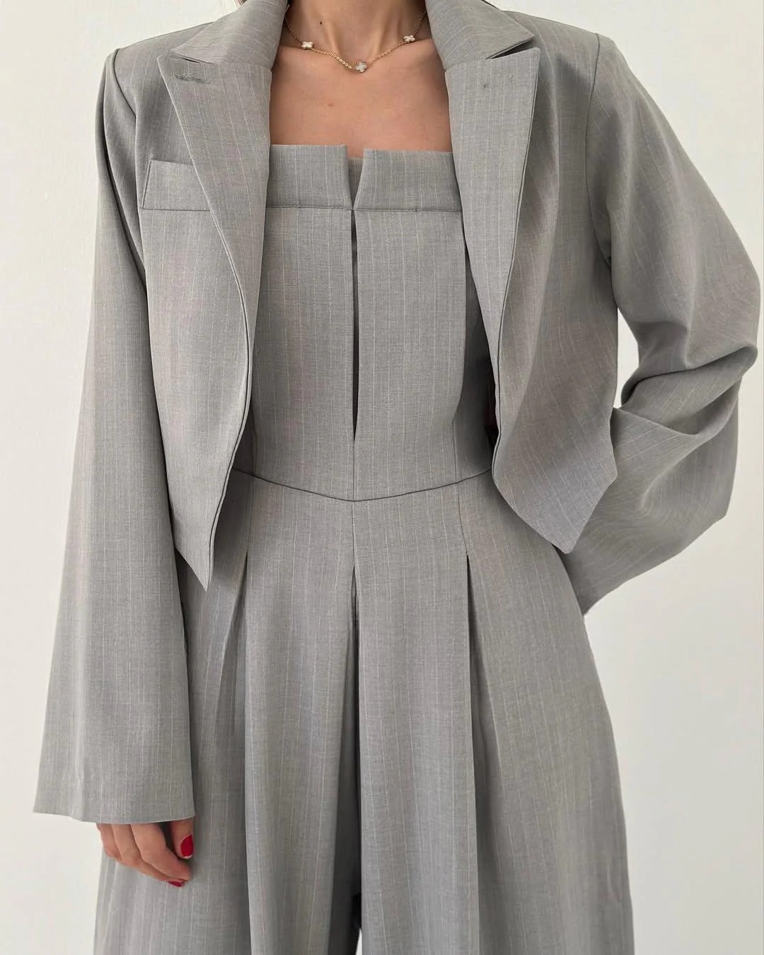 Paola™ | Conjunto femenino de top bustier y americana – Elegancia y estilo actual