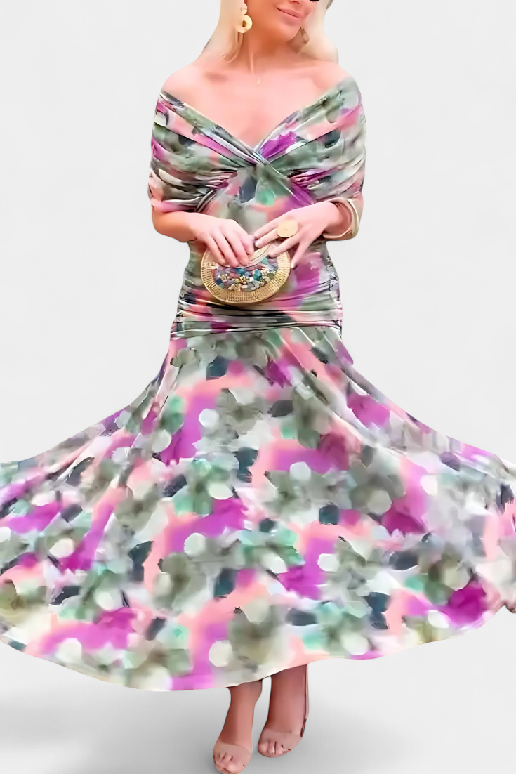 Florendra | Vestido largo floral con escote en V