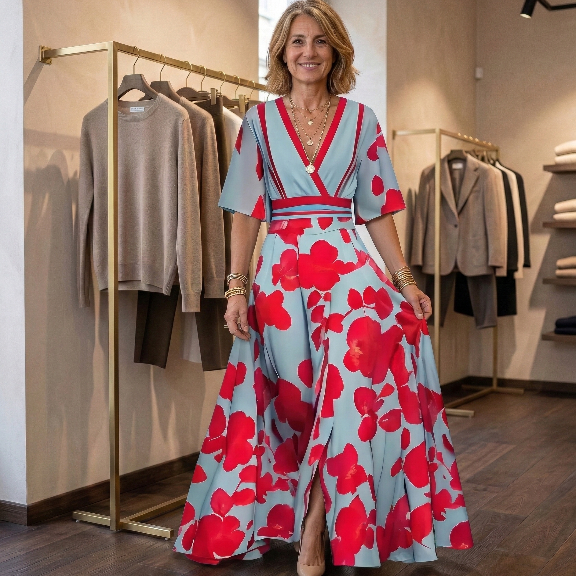 Adele | Vestido Maxi Elegante con Escote Profundo