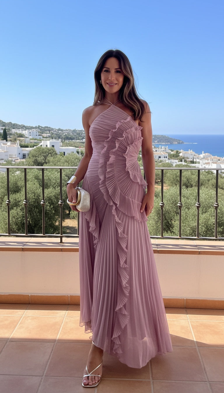 Rosé | Vestido Largo Plisado