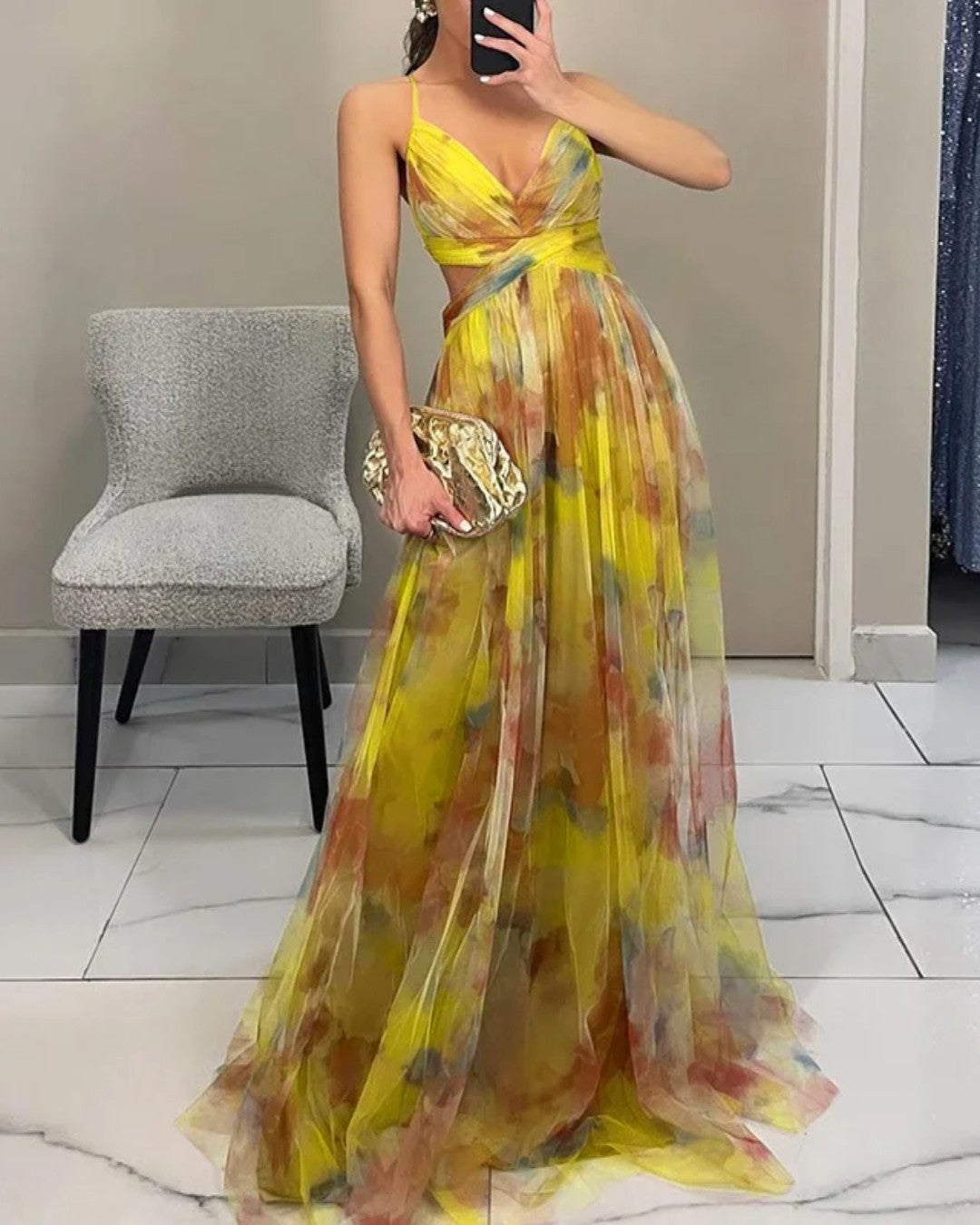 Giselle | Encantador vestido maxi con estampado floral