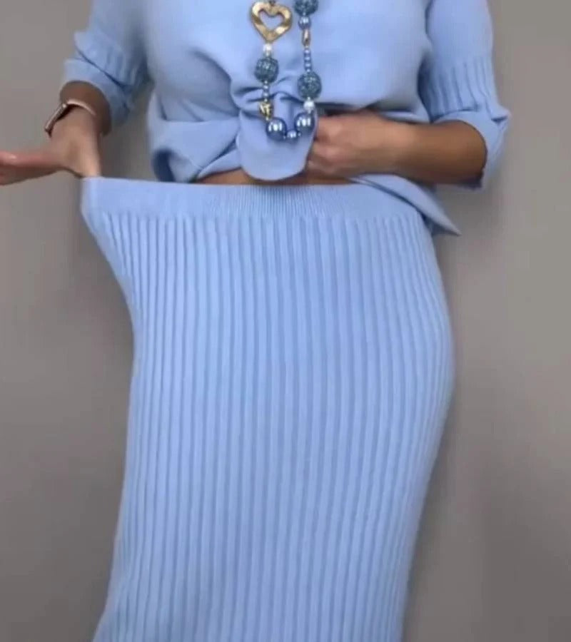 Débora | Conjunto de punto con falda de canalé